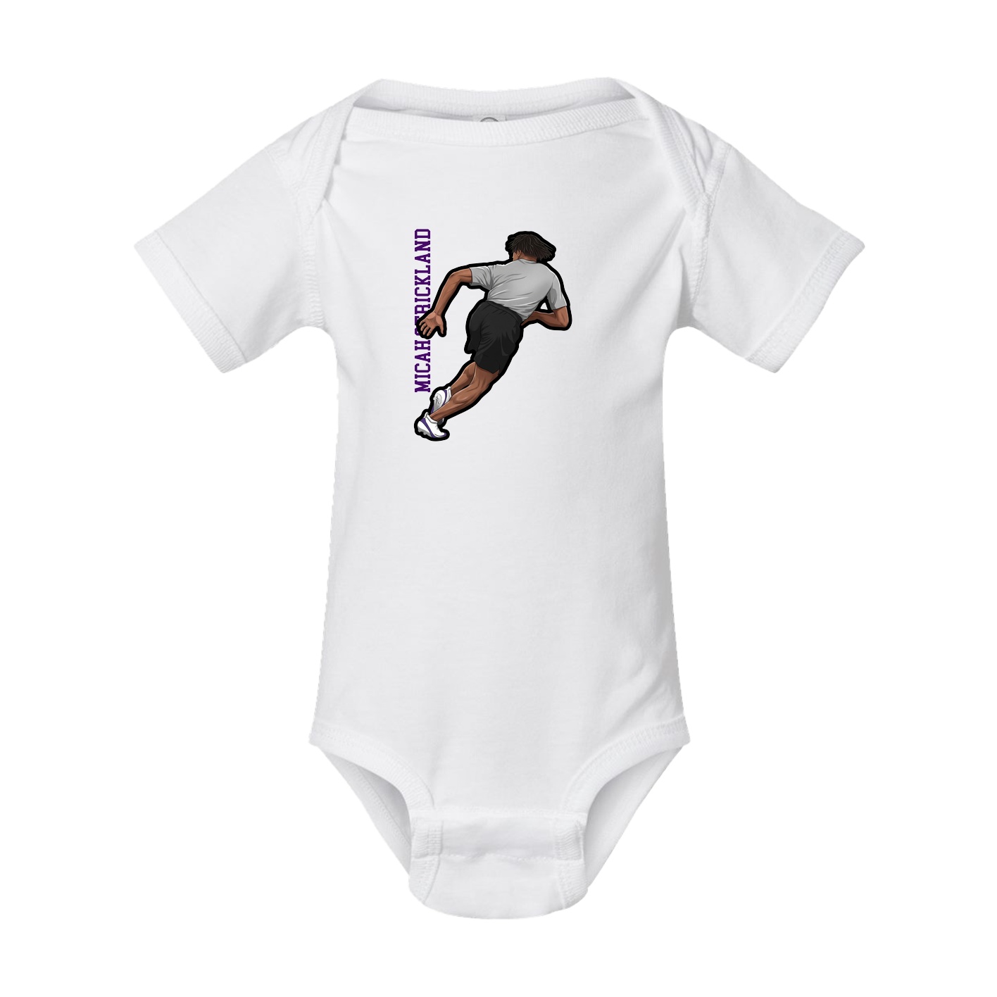 Baby Onesie — Name Vertical in White