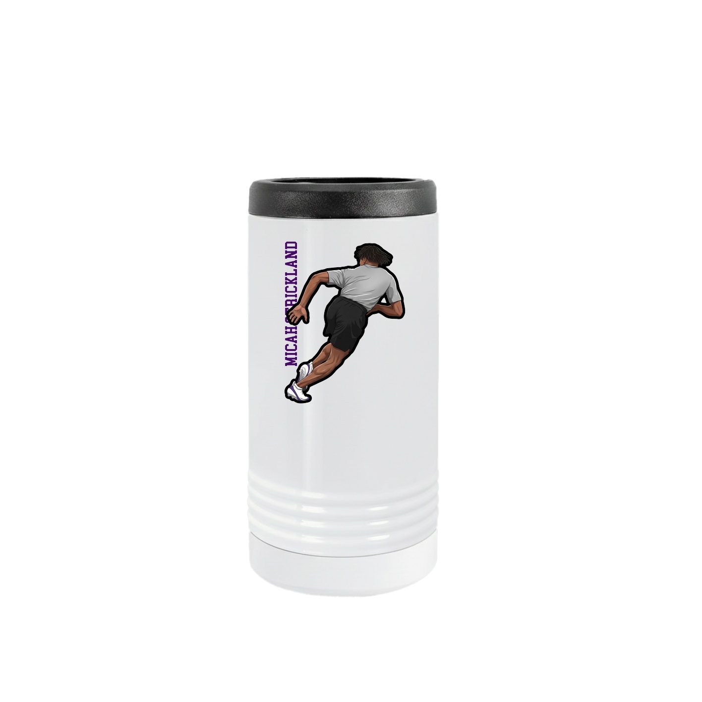 Slim Beverage Holder — Name Vertical in White