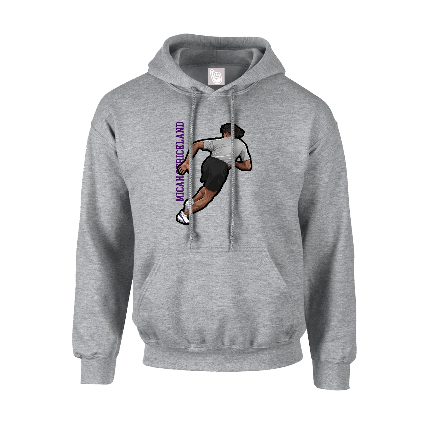 Youth Hoodie — Name Vertical in Grey