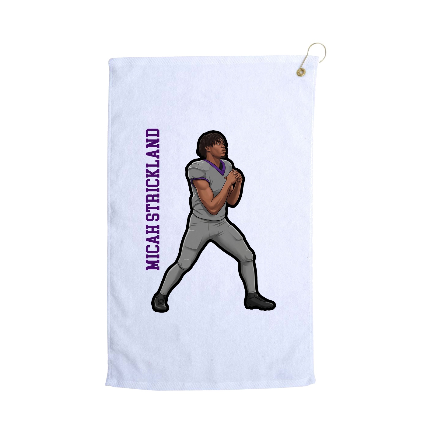Golf Towel — Name Vertical in White