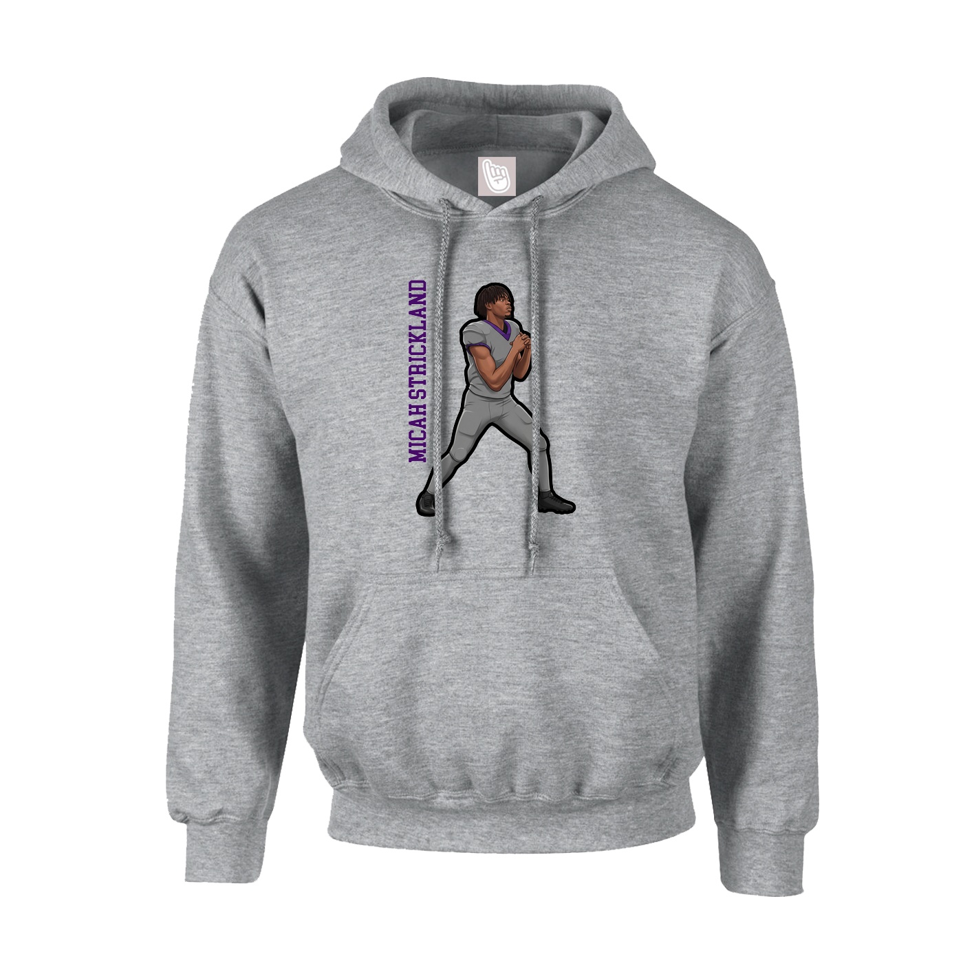 Youth Hoodie — Name Vertical in Grey