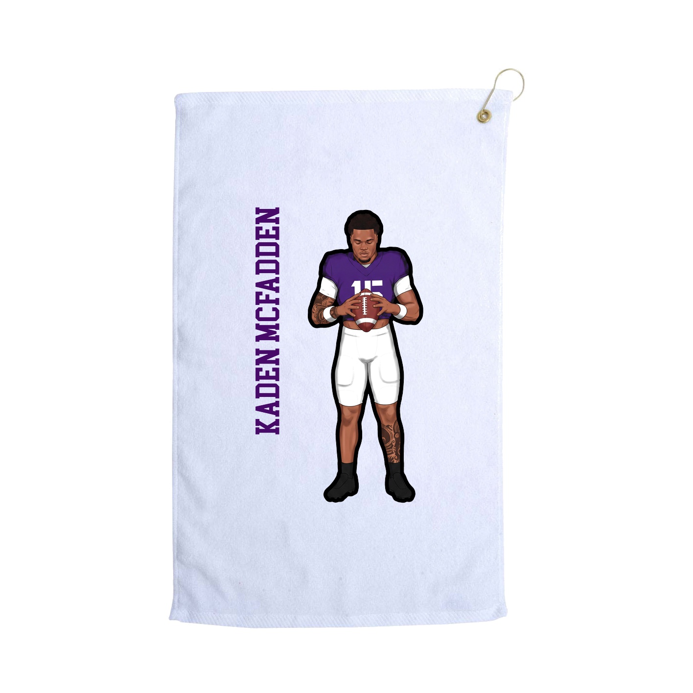 Golf Towel — Name Vertical in White