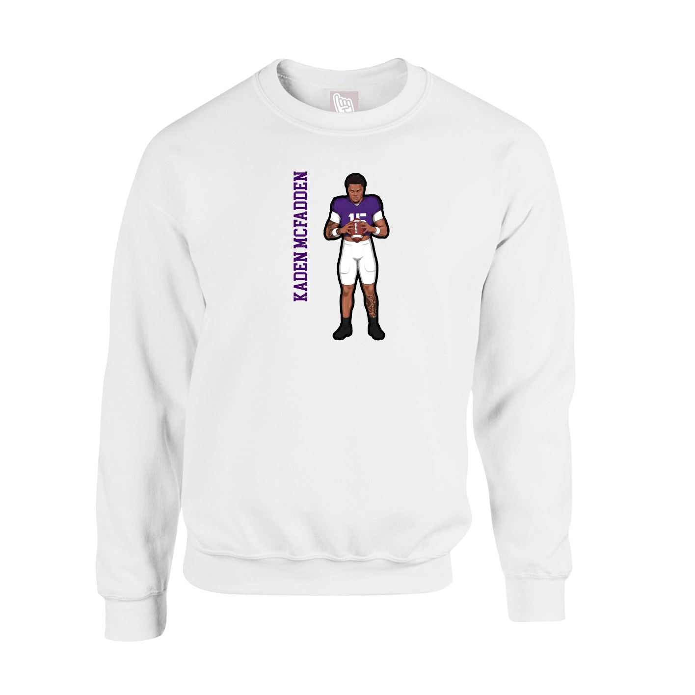 Fleece Crew — Name Vertical in White