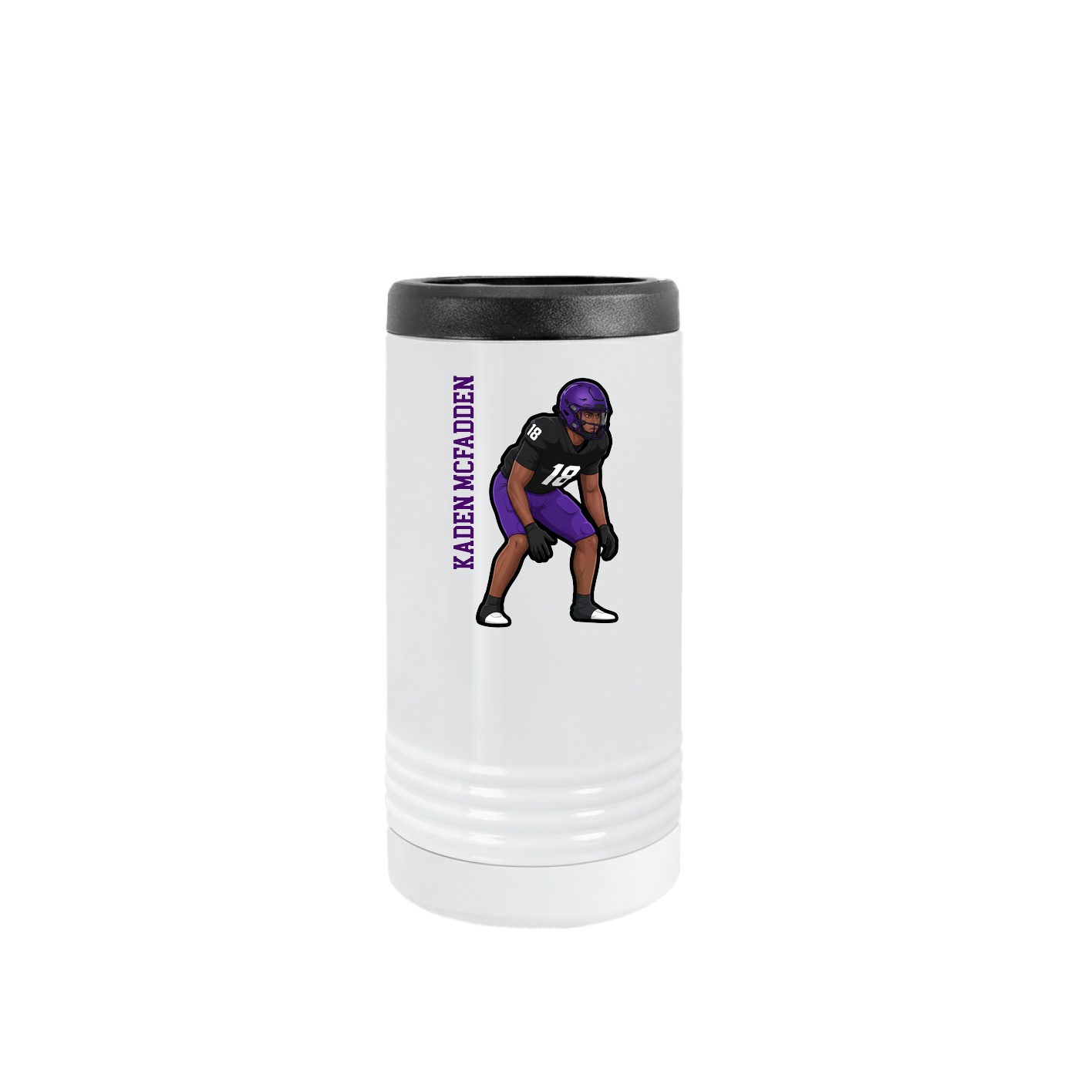 Slim Beverage Holder — Name Vertical in White