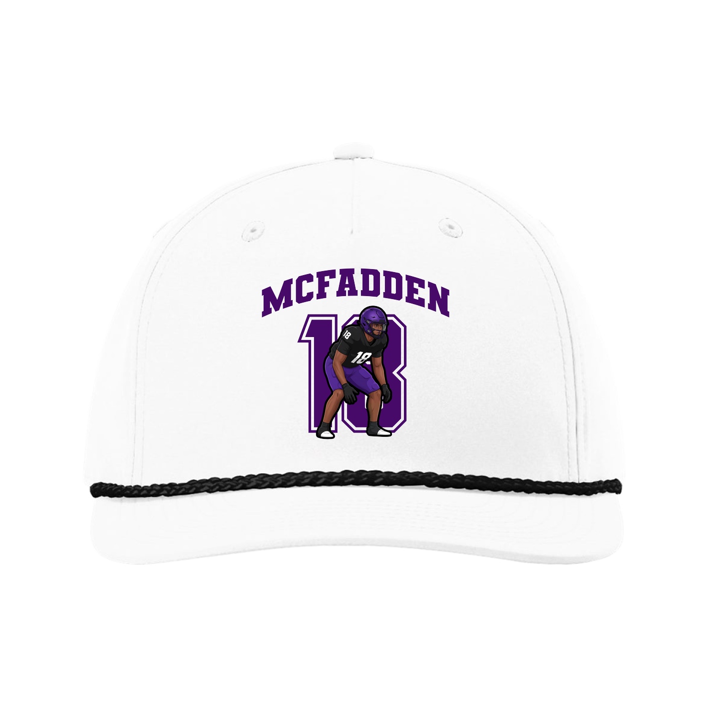 Five-Panel Classic Rope Cap — Number in White