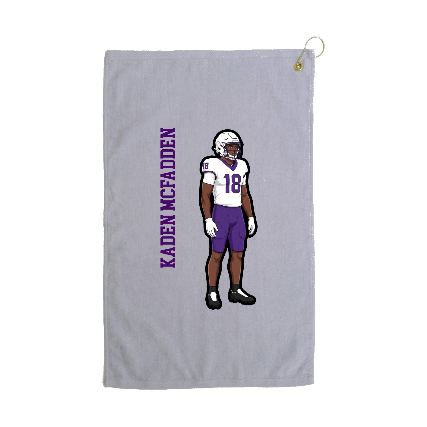 Golf Towel — Name Vertical in Grey