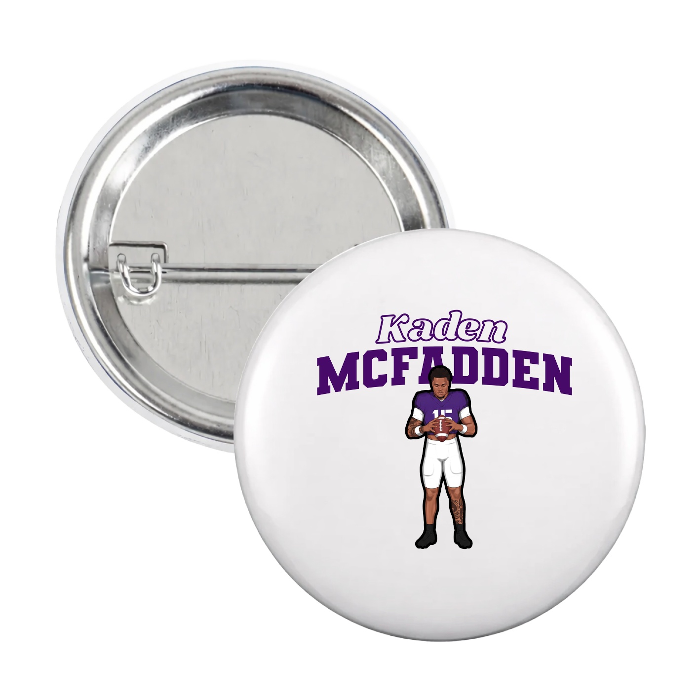 Game Day Button — Name Arch in White