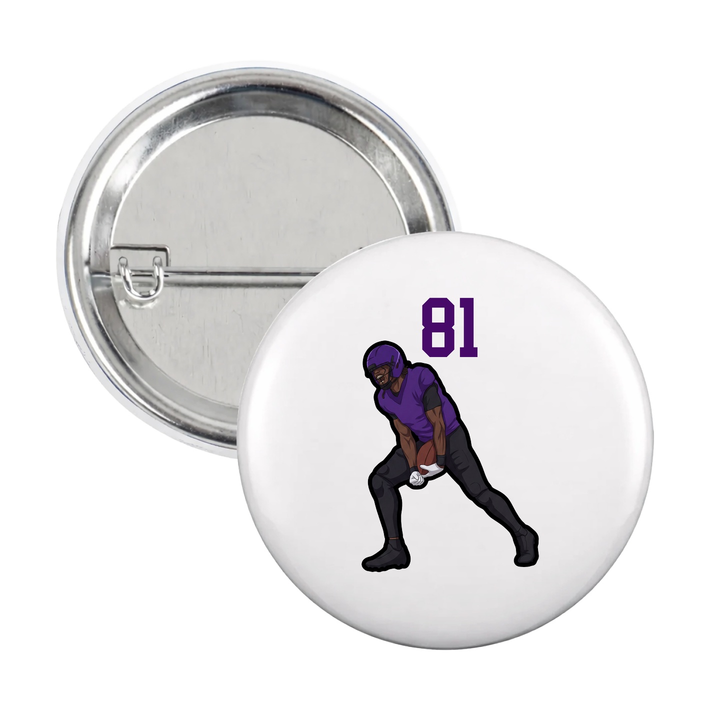 Game Day Button — Number Top in White