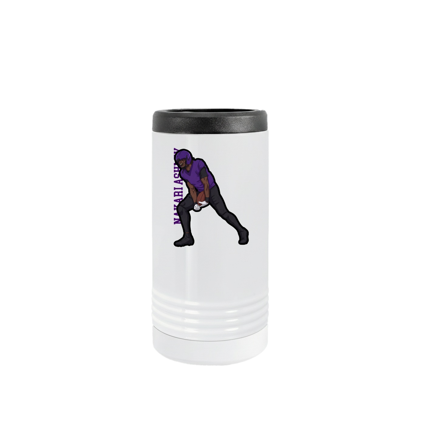 Slim Beverage Holder — Name Vertical in White
