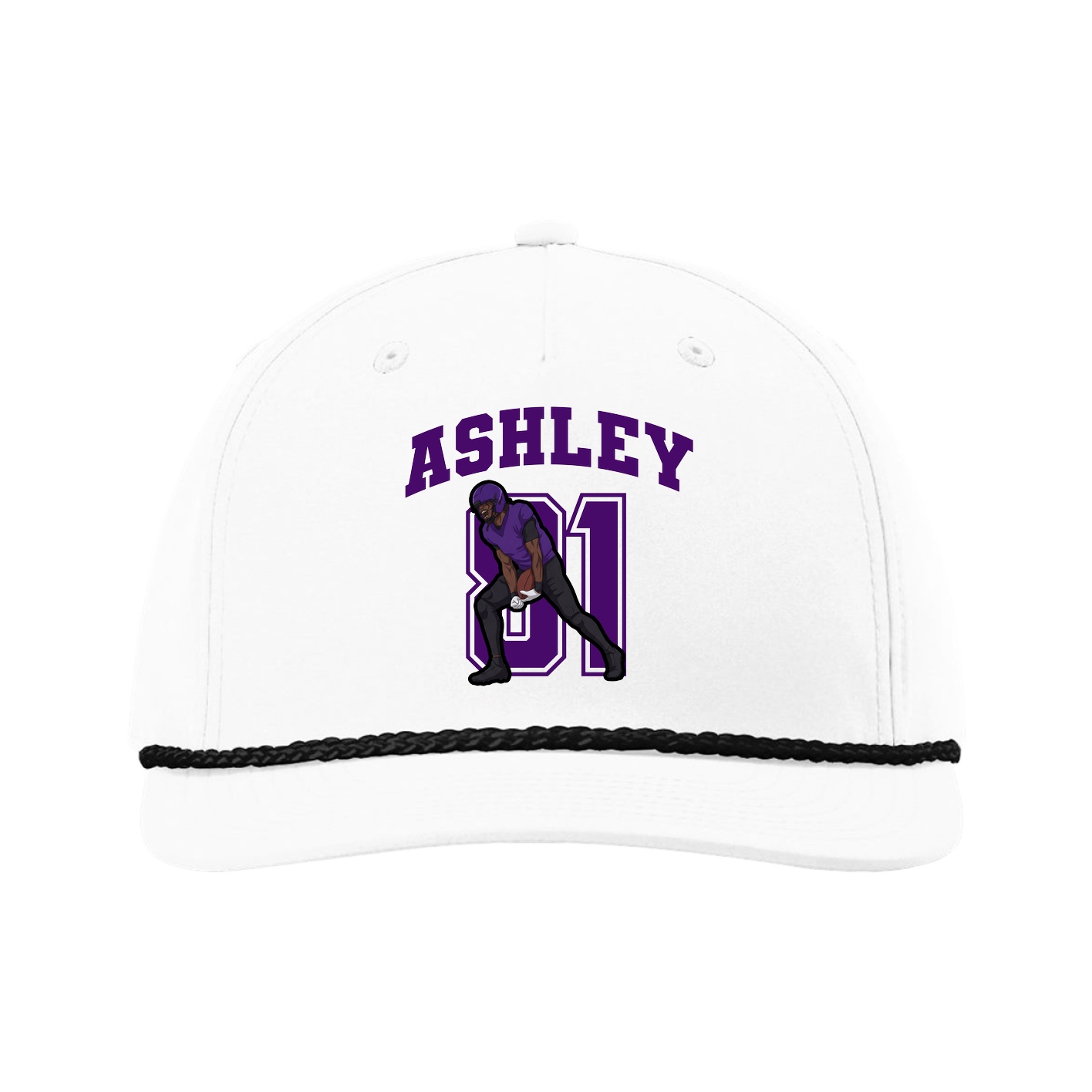 Five-Panel Classic Rope Cap — Number in White