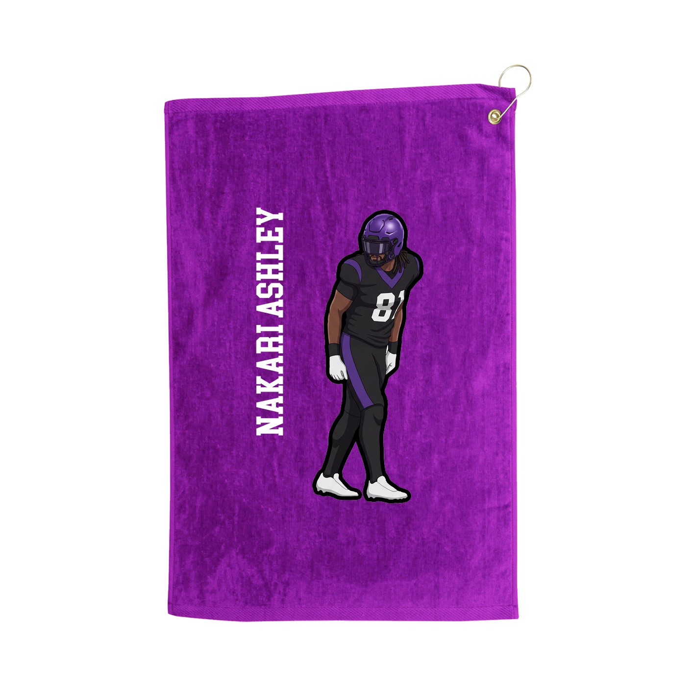 Golf Towel — Name Vertical in Purple