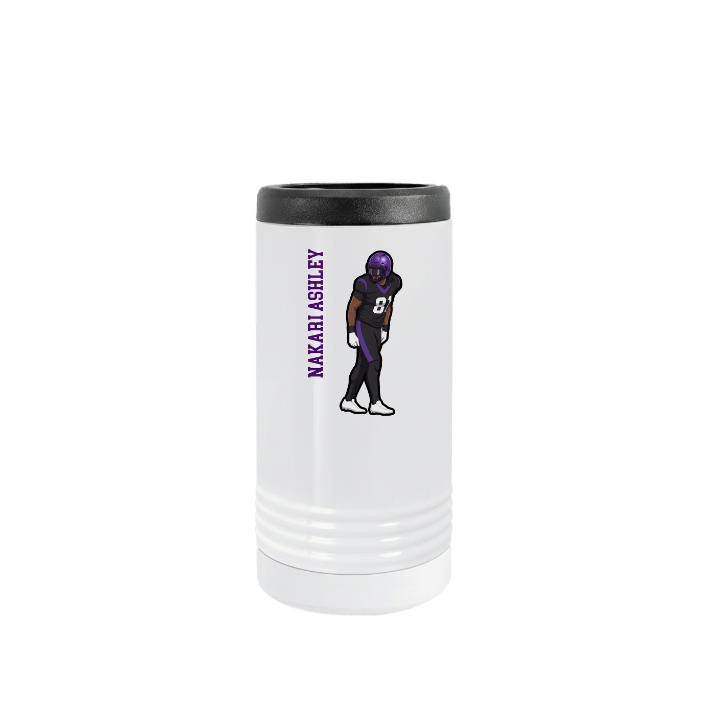 Slim Beverage Holder — Name Vertical in White