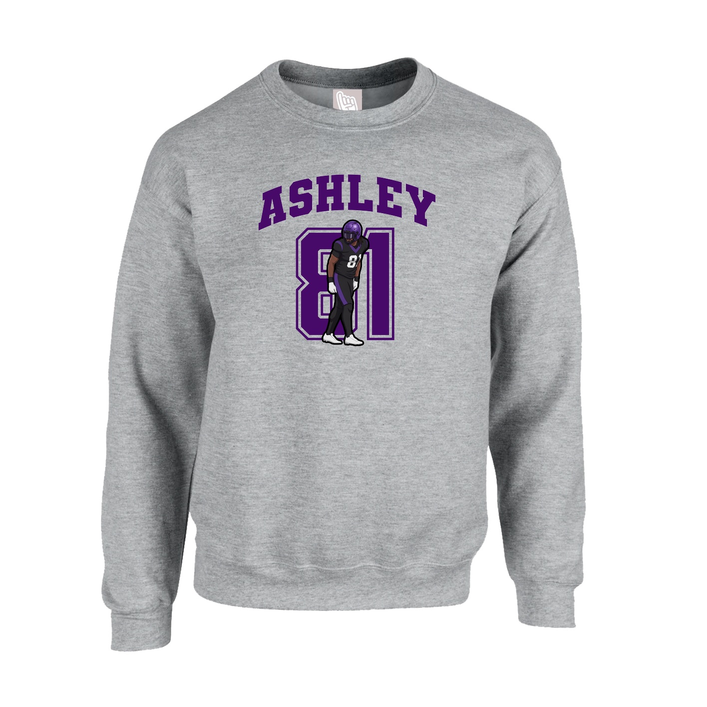 Fleece Crew — Number in Grey
