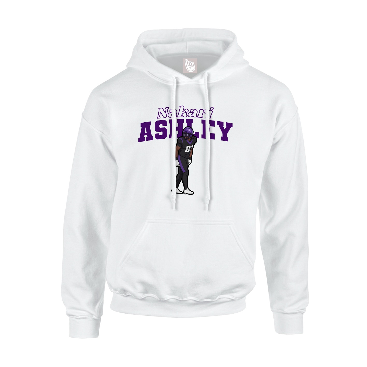 Youth Hoodie — Name Arch in White