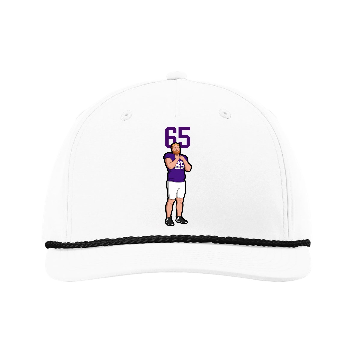 Five-Panel Classic Rope Cap — Number Top in White