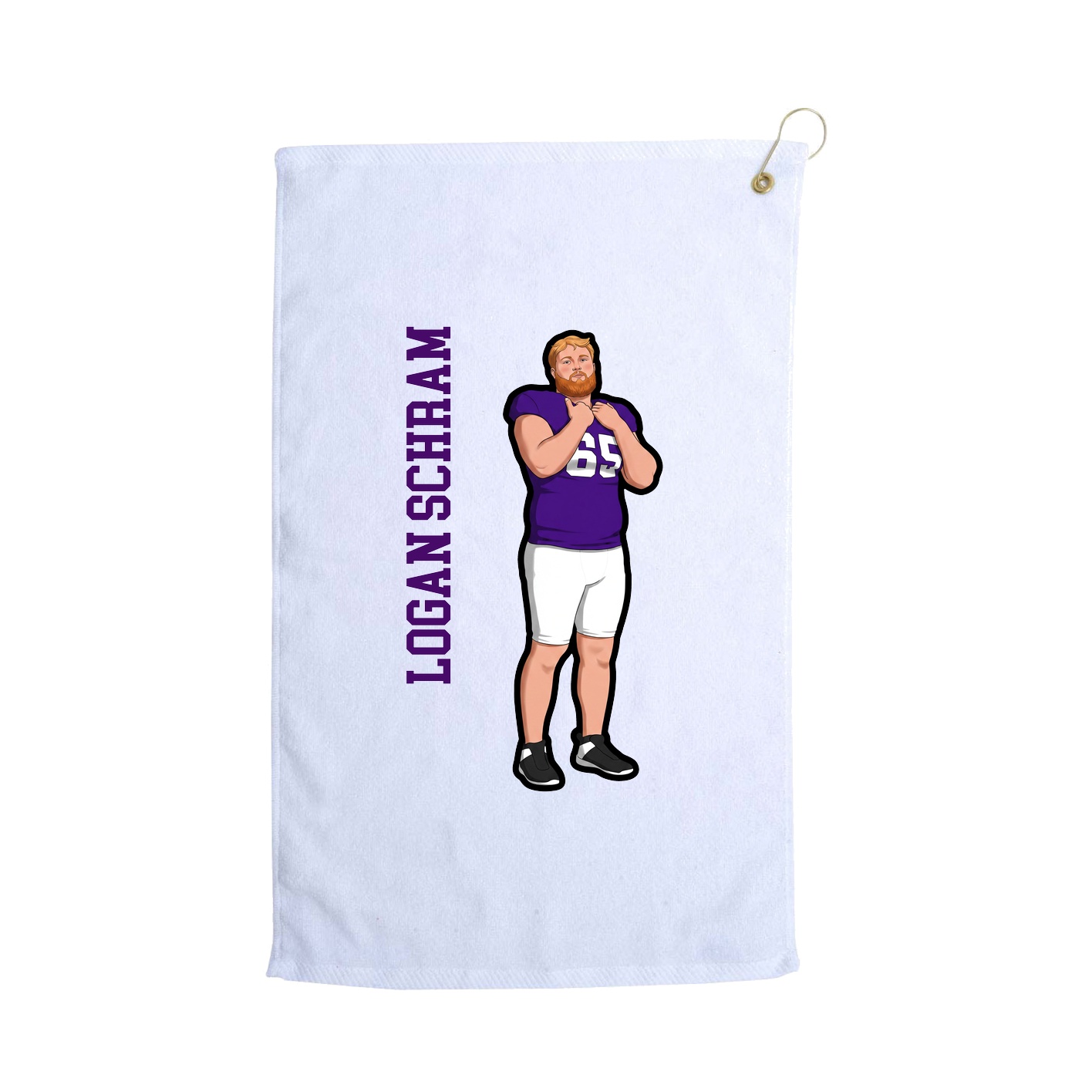 Golf Towel — Name Vertical in White