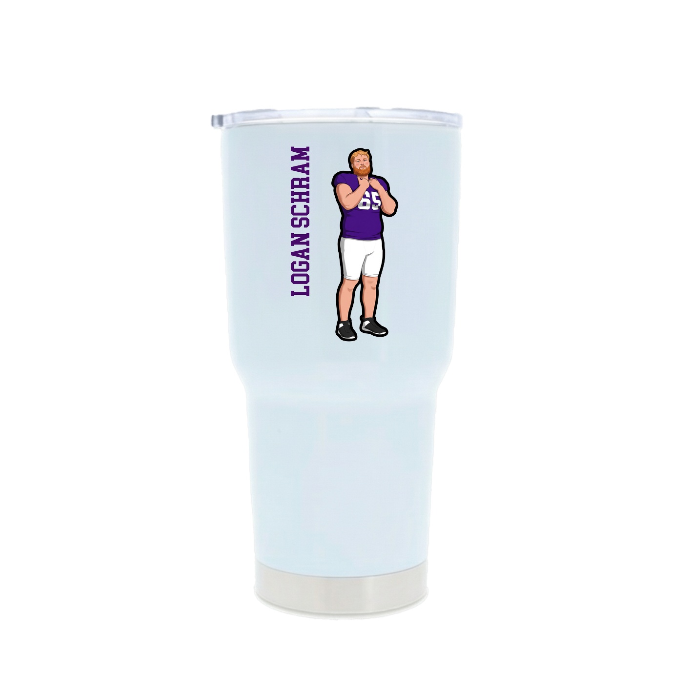30oz Stainless Steel Tumbler — Name Vertical in White