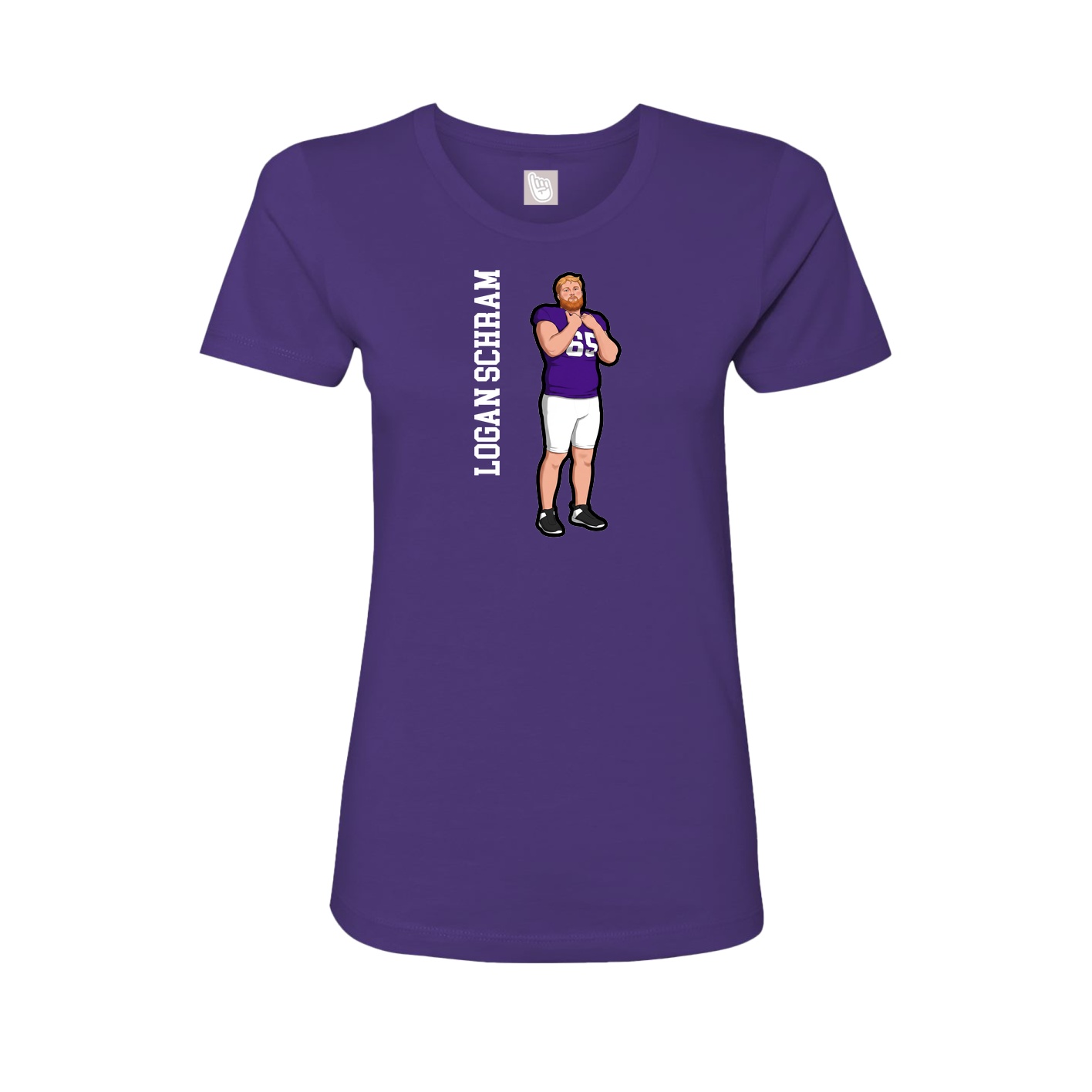 Fitted Women's Tee — Name Vertical in Purple