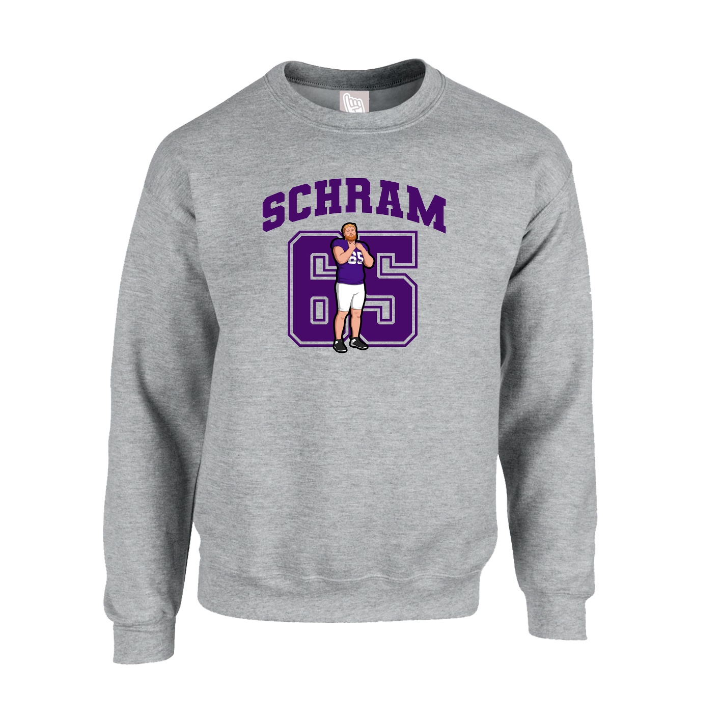 Fleece Crew — Number in Grey
