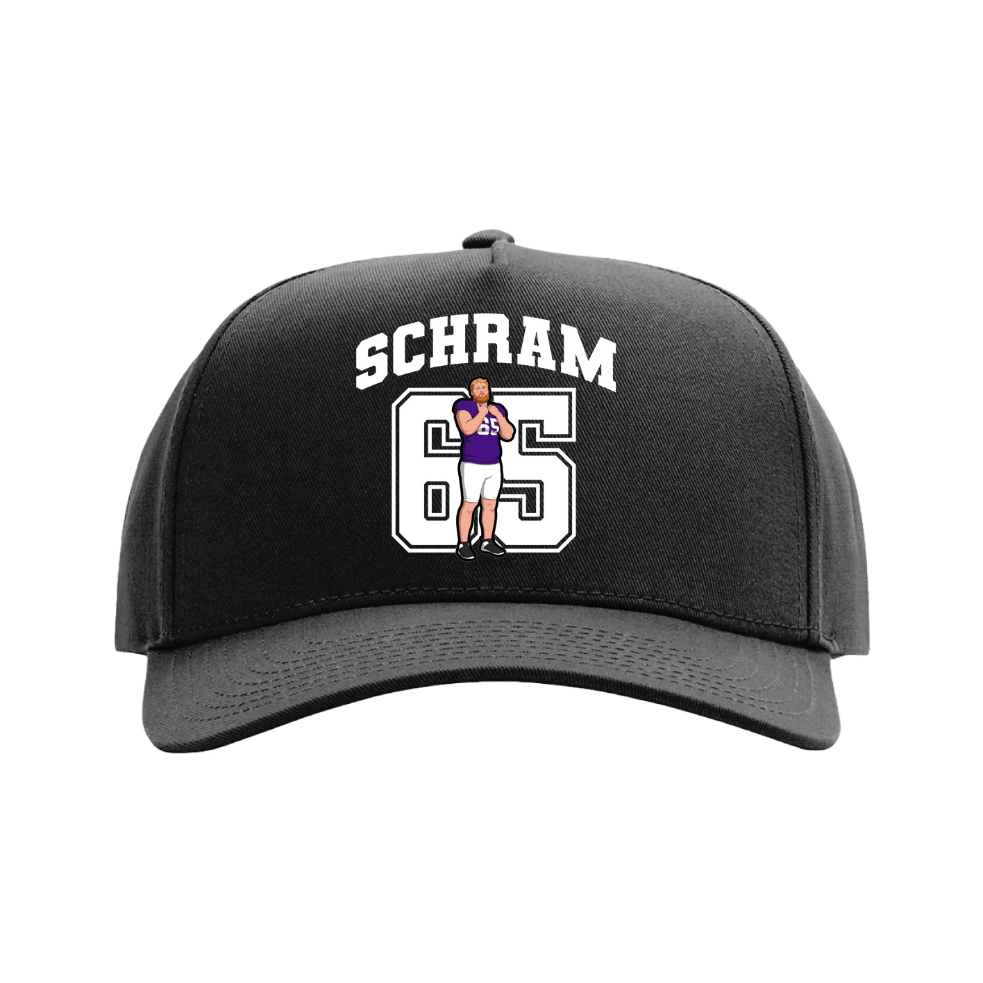 Full Fabric Five-Panel Champ Cap — Number in Black