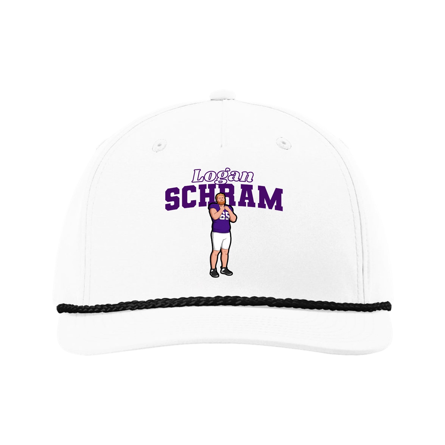 Five-Panel Classic Rope Cap — Name Arch in White