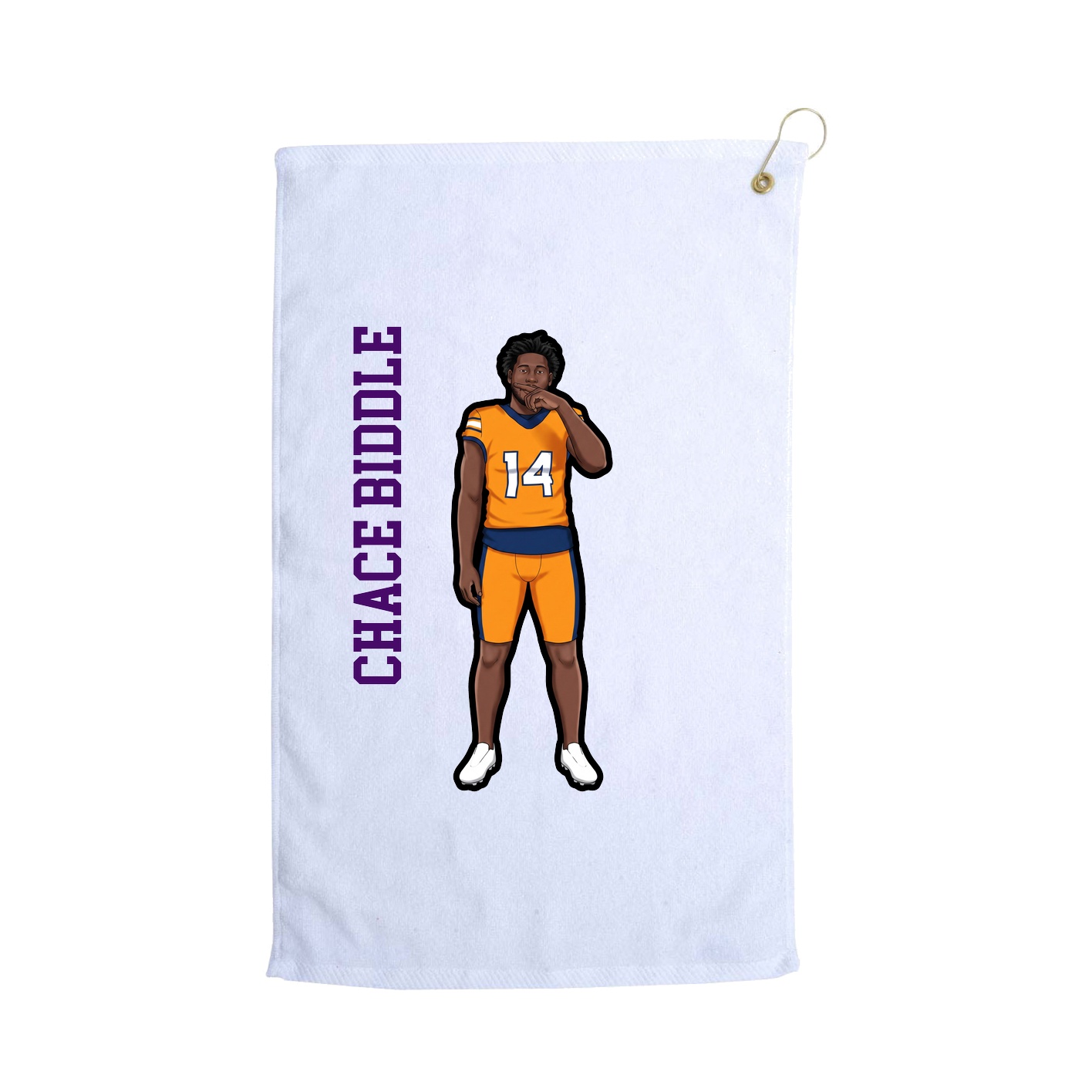 Golf Towel — Name Vertical in White