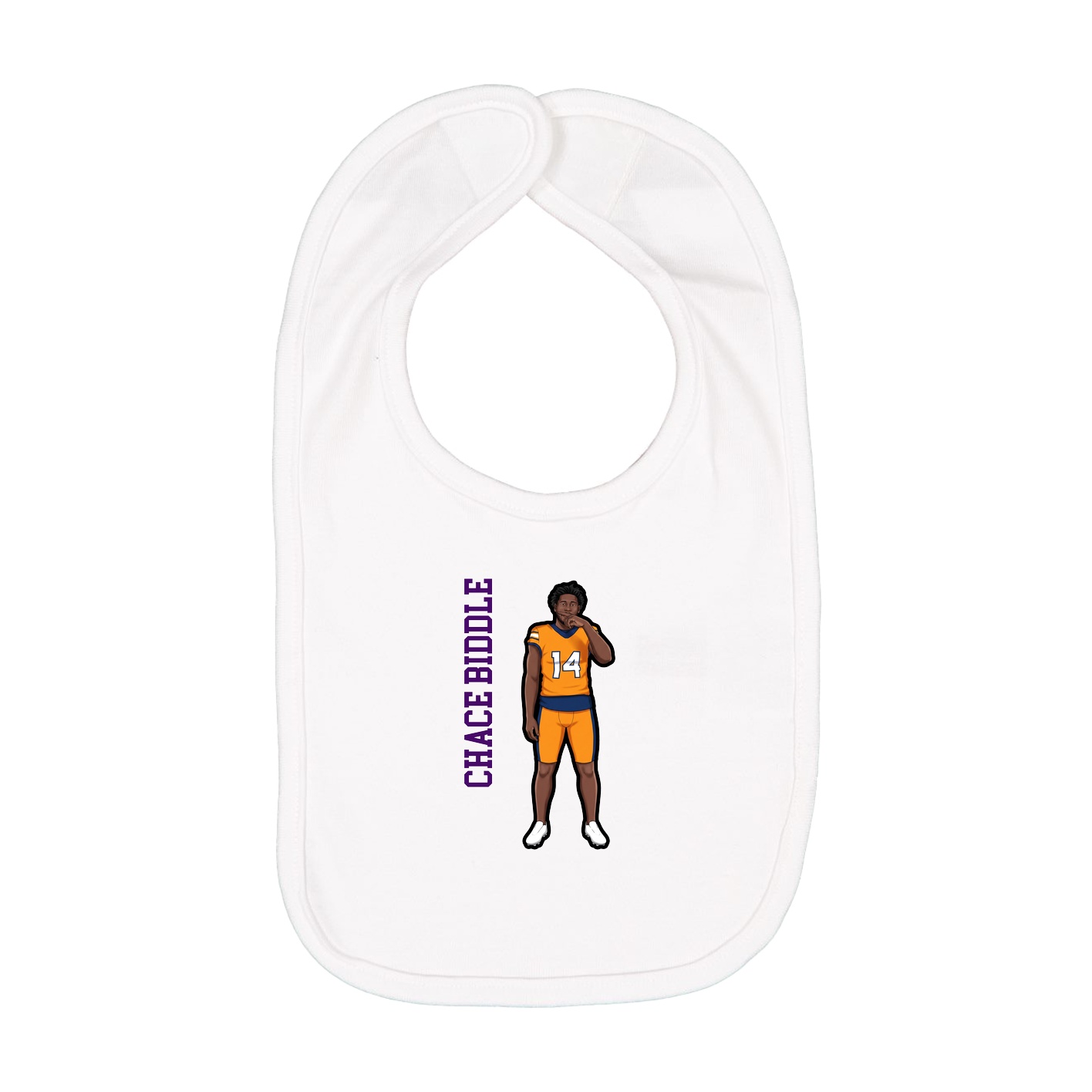Infant Bib — Name Vertical in White