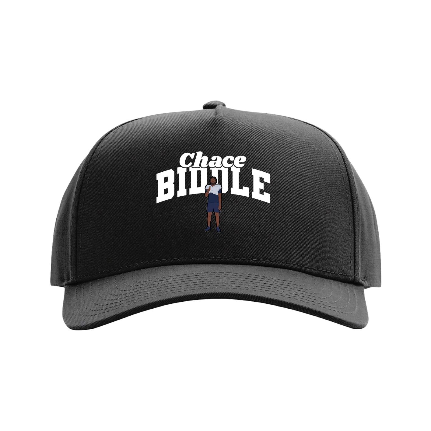 Full Fabric Five-Panel Champ Cap — Signature Arch in Black
