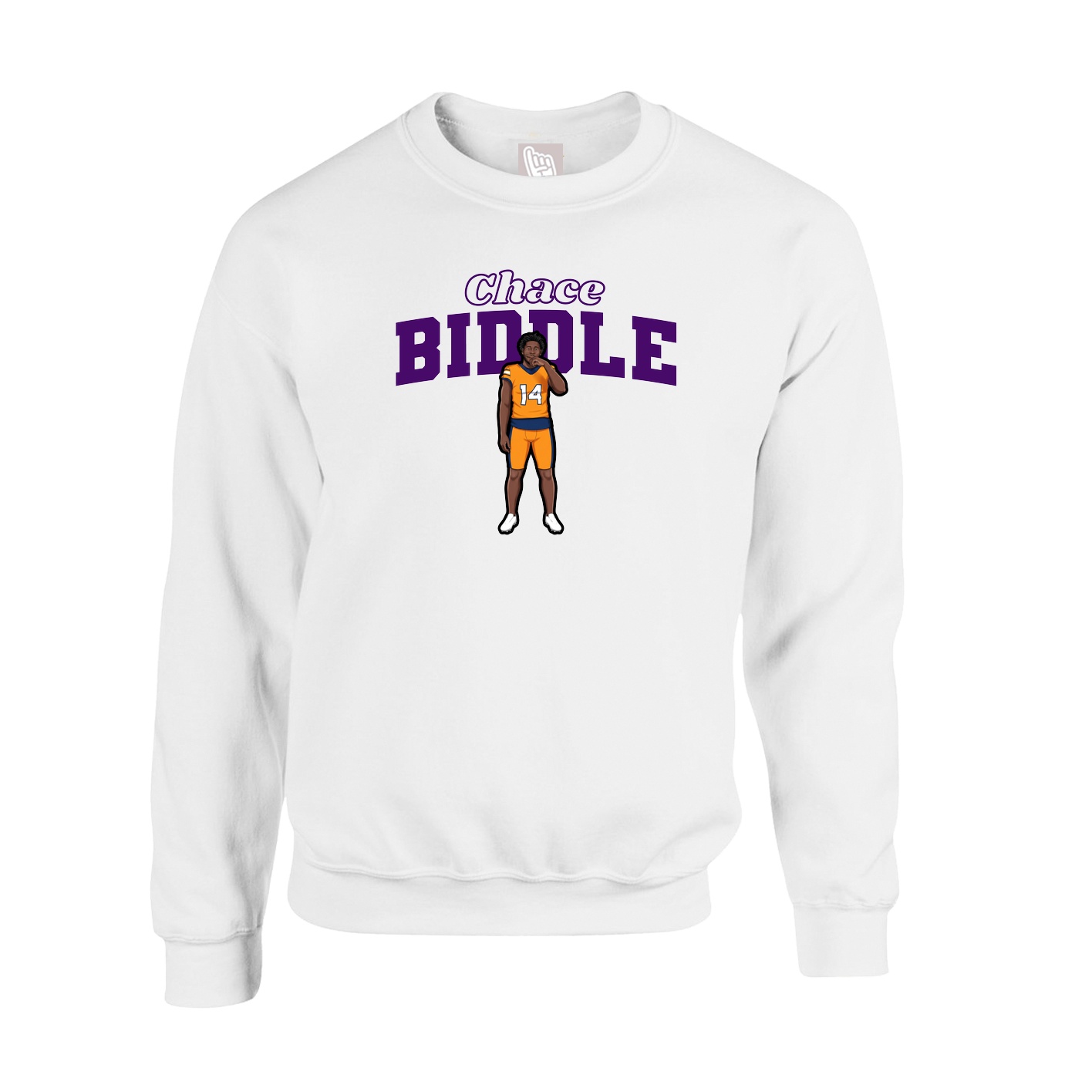 Fleece Crew — Name Arch in White