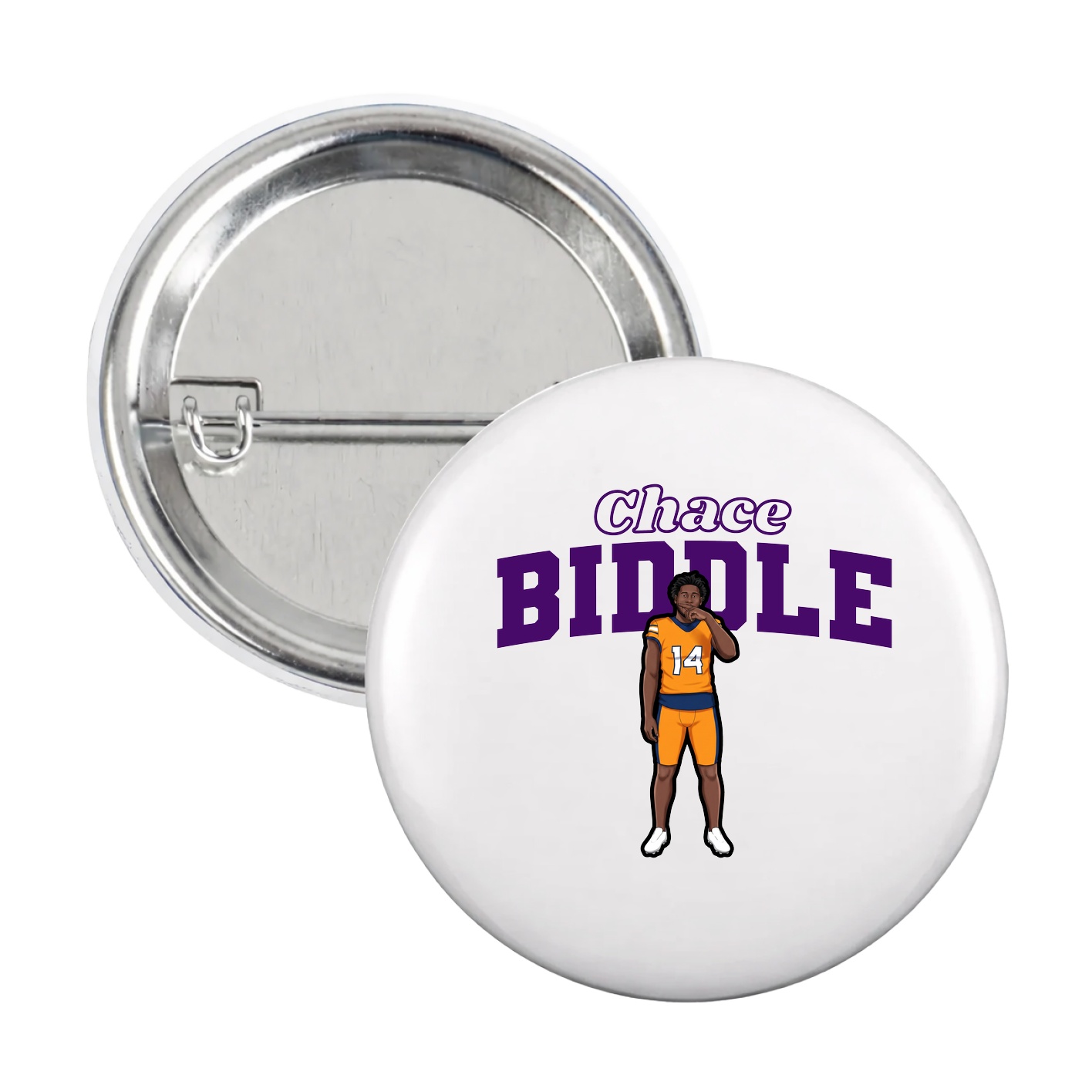Game Day Button — Name Arch in White