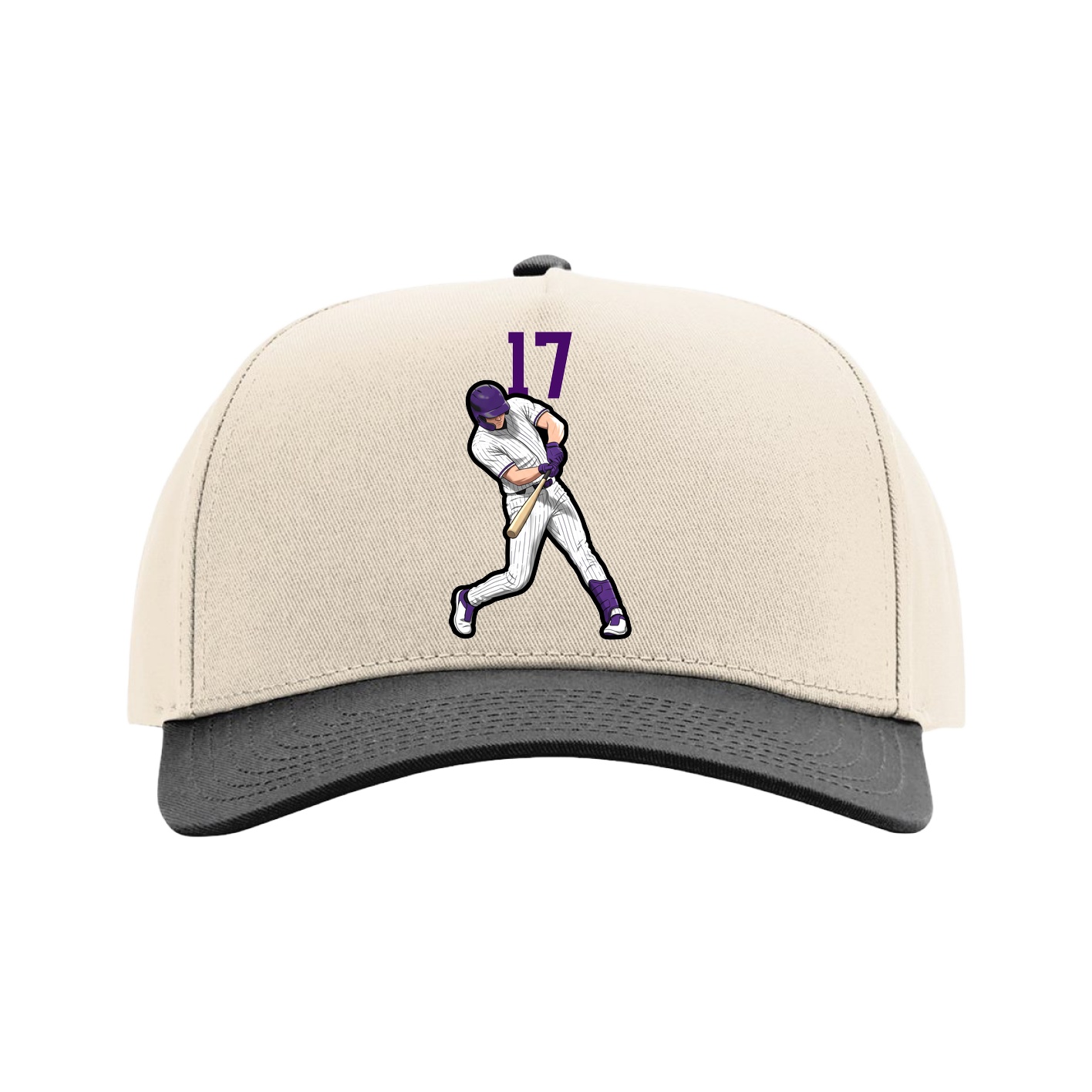 Full Fabric Five-Panel Champ Cap — Number Top in Cream/Black