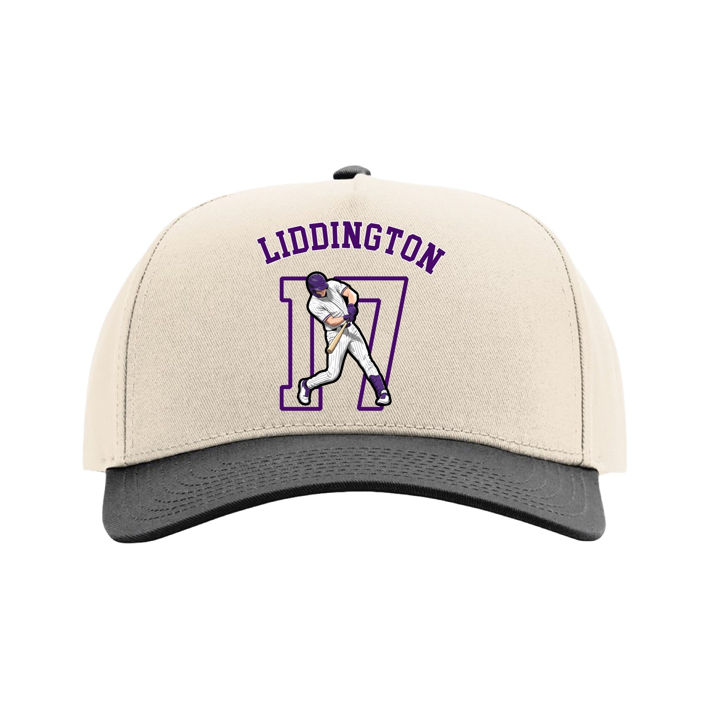 Full Fabric Five-Panel Champ Cap — Shirsey Arch in Cream/Black