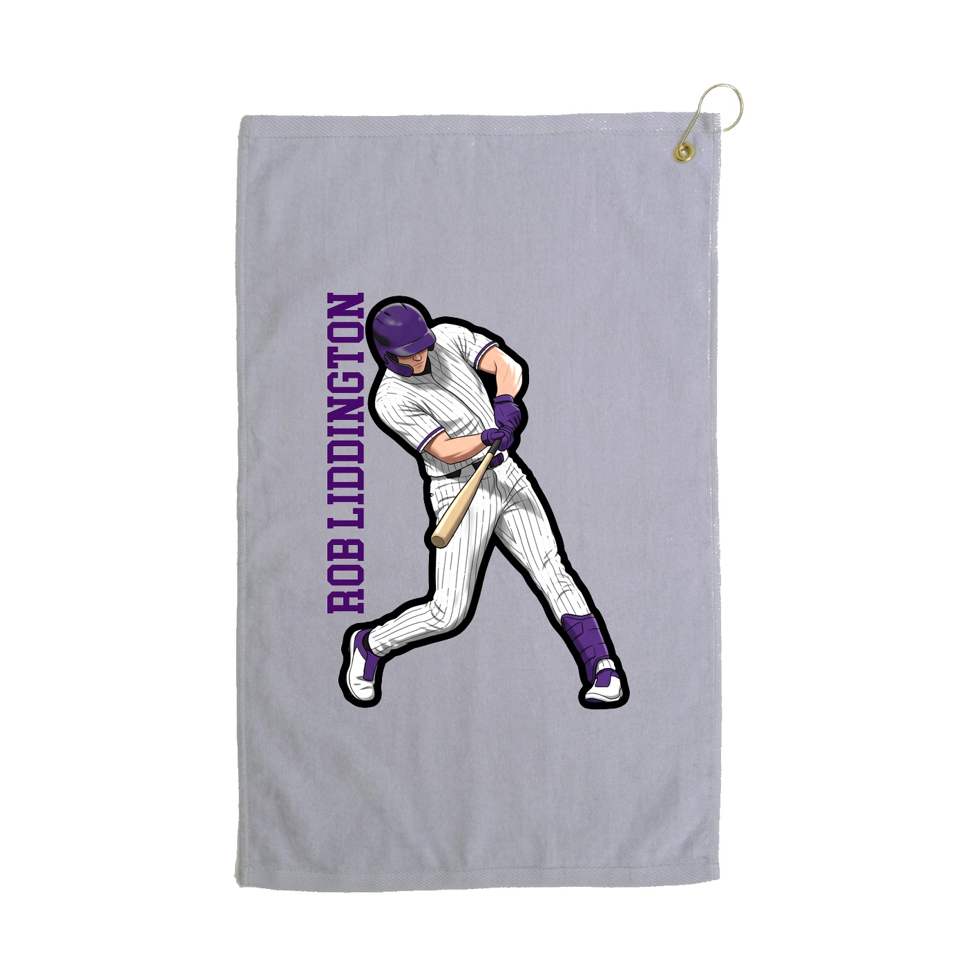 Golf Towel — Name Vertical in Grey