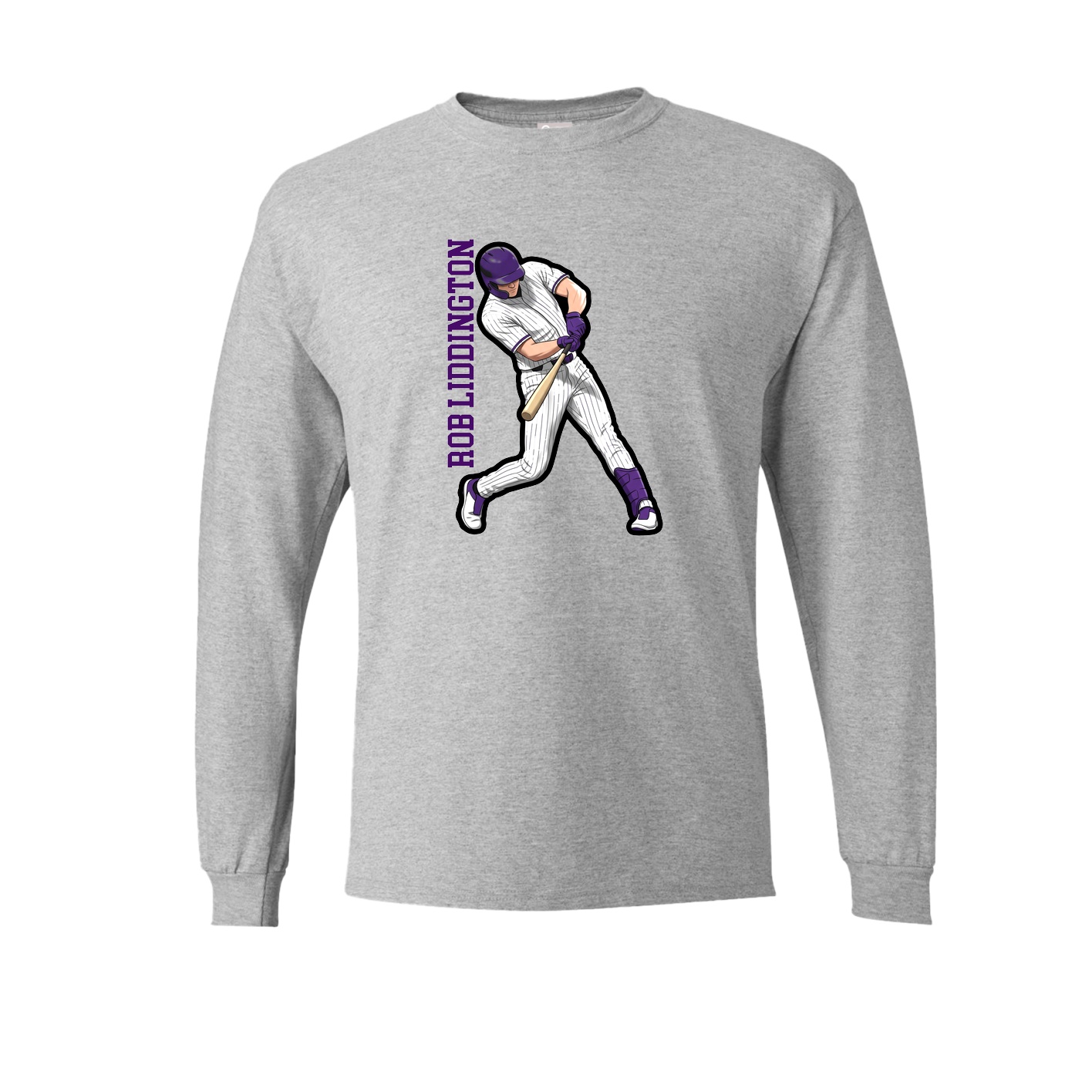 Long Sleeve Tee — Name Vertical in Grey
