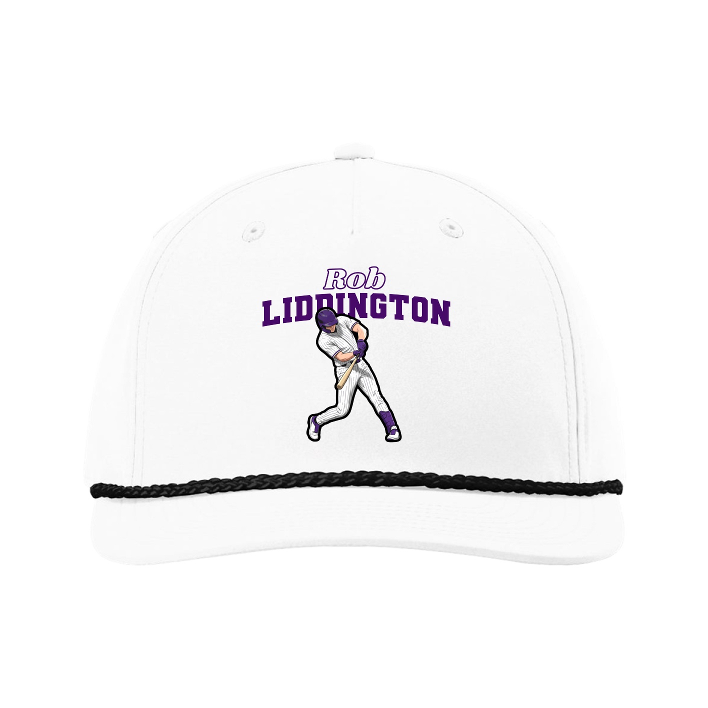 Five-Panel Classic Rope Cap — Name Arch in White