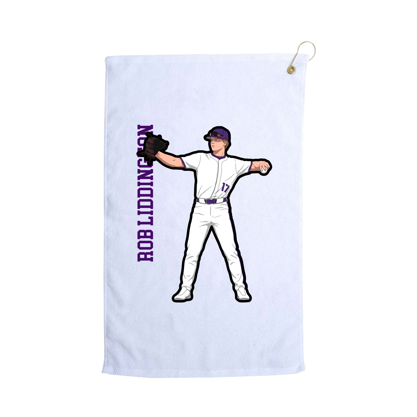 Golf Towel — Name Vertical in White