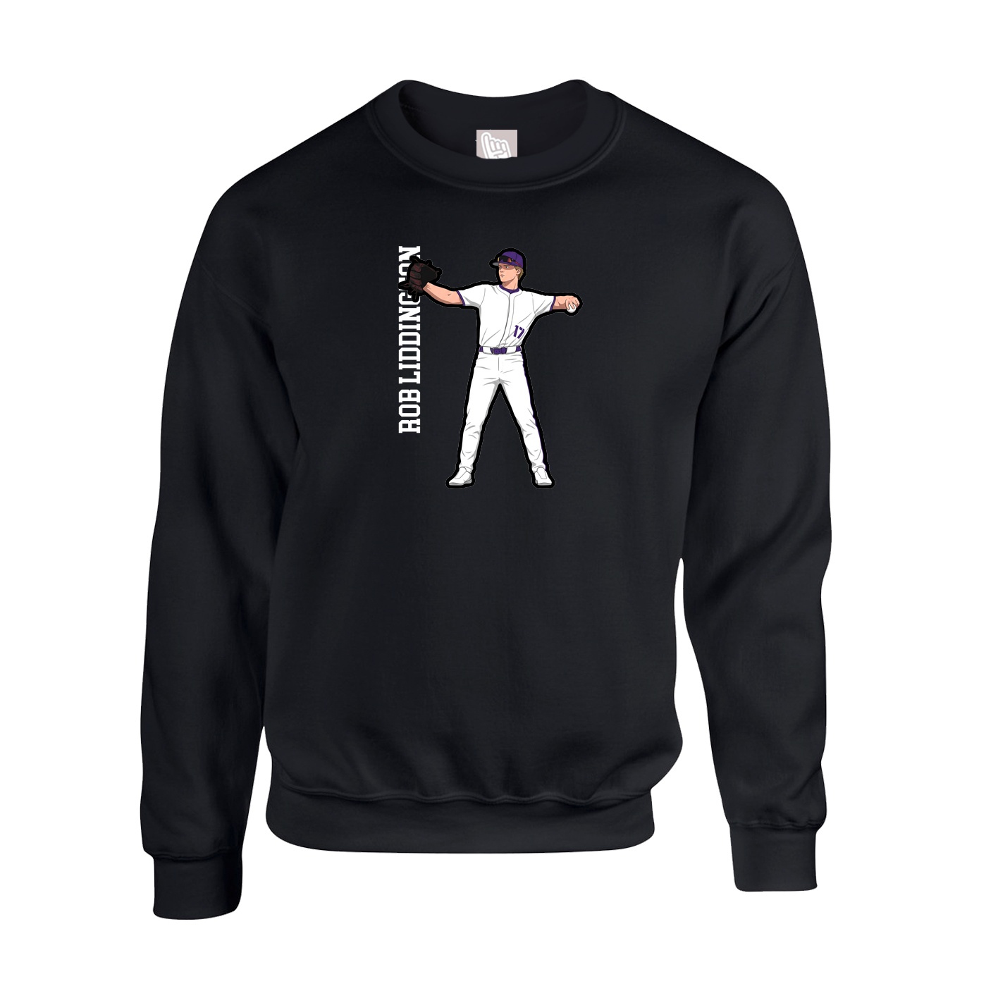 Fleece Crew — Name Vertical in Black