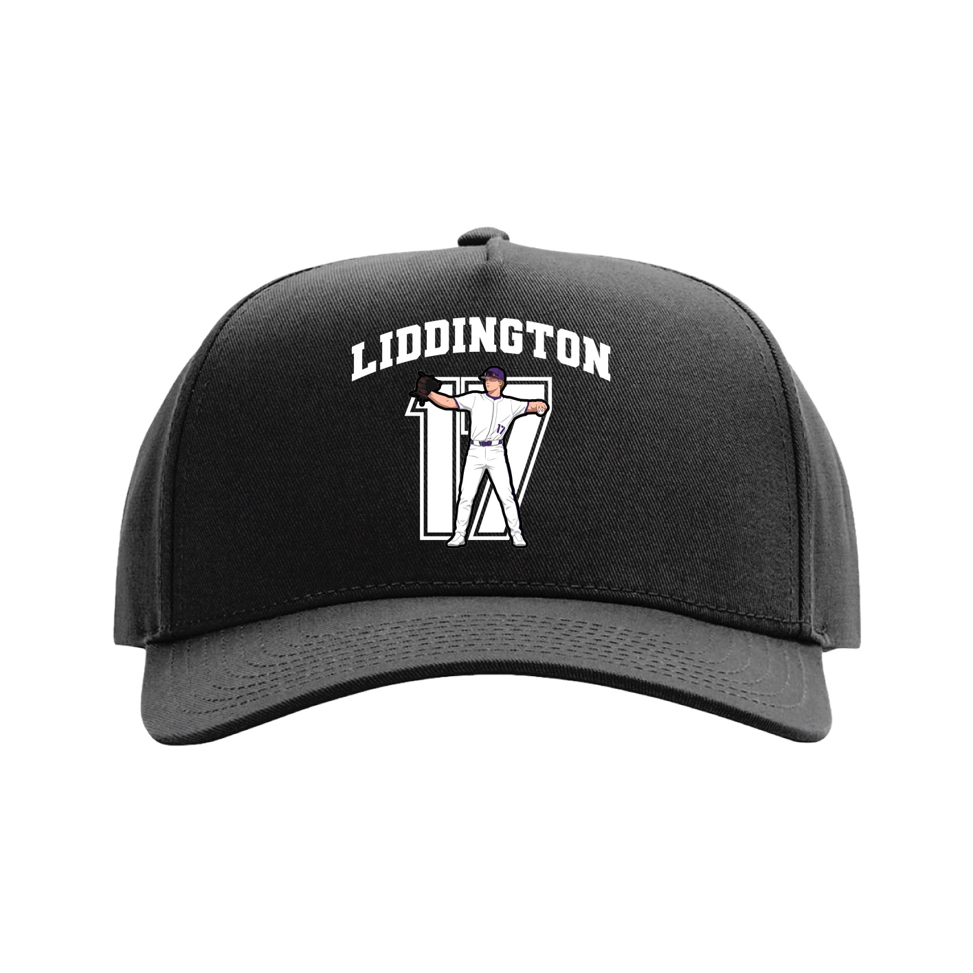 Full Fabric Five-Panel Champ Cap — Number in Black