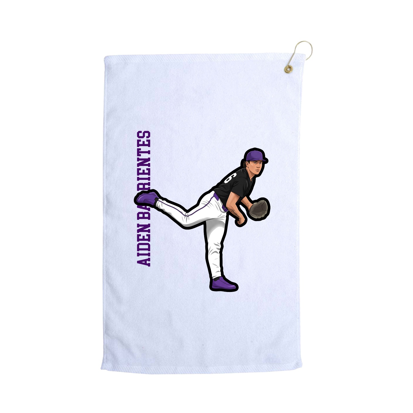 Golf Towel — Name Vertical in White
