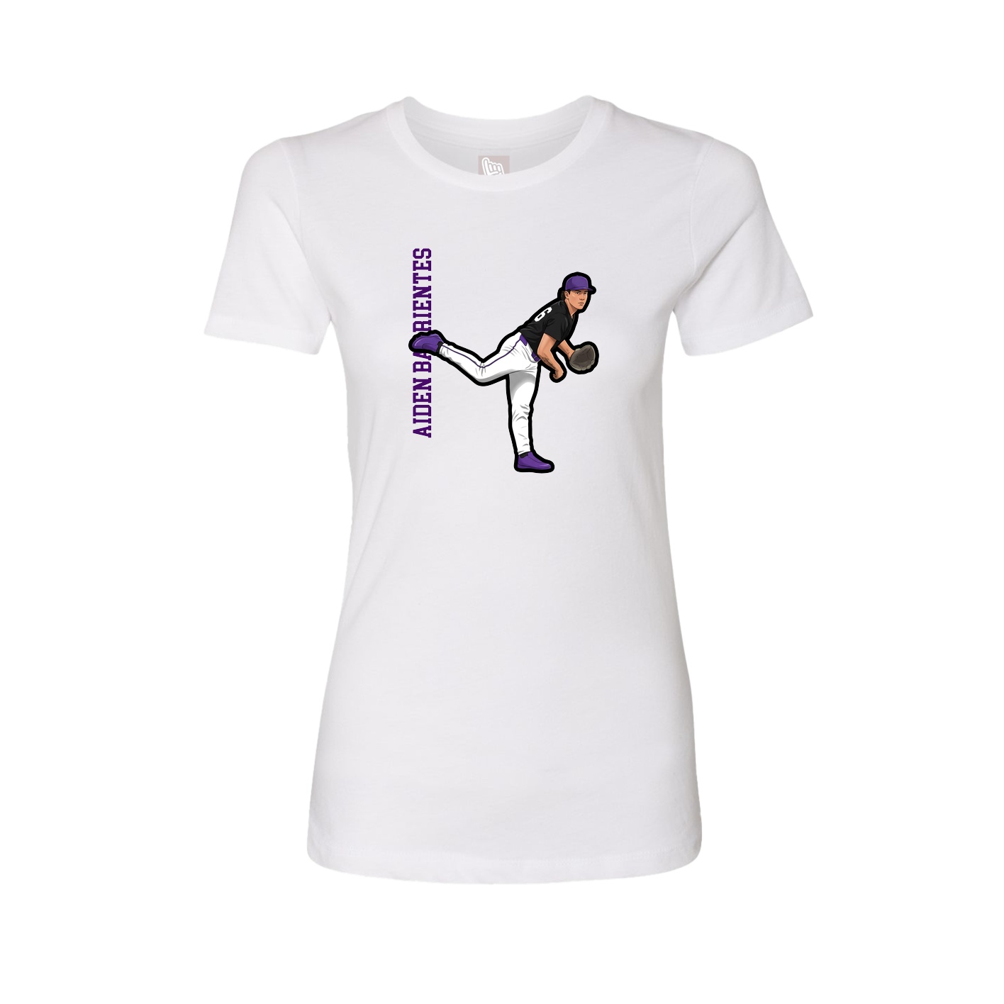 Fitted Women's Tee — Name Vertical in White