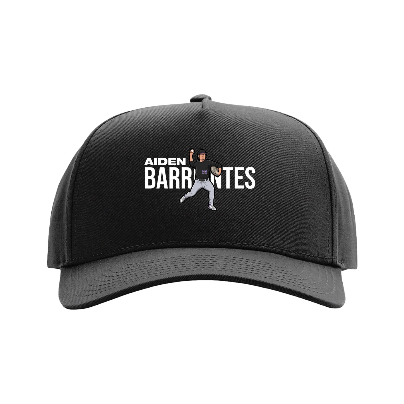 Full Fabric Five-Panel Champ Cap — Player Name in Black