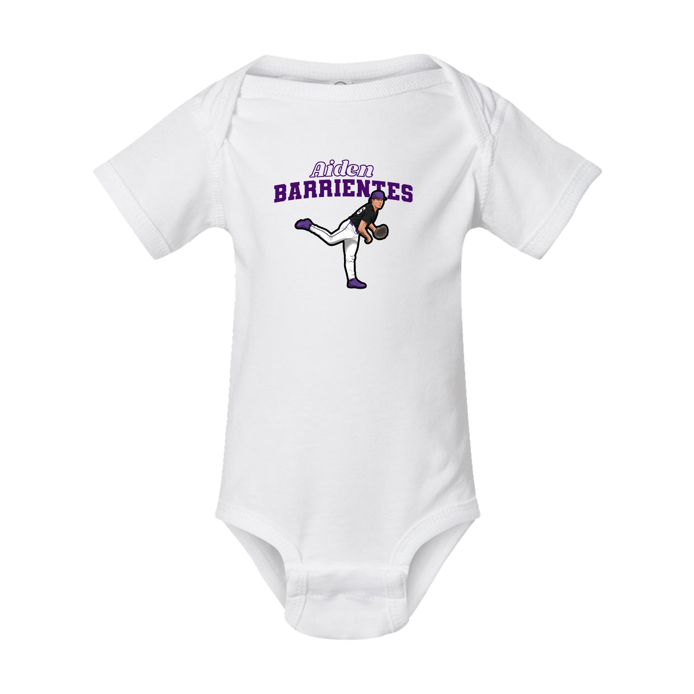 Baby Onesie — Name Arch in White