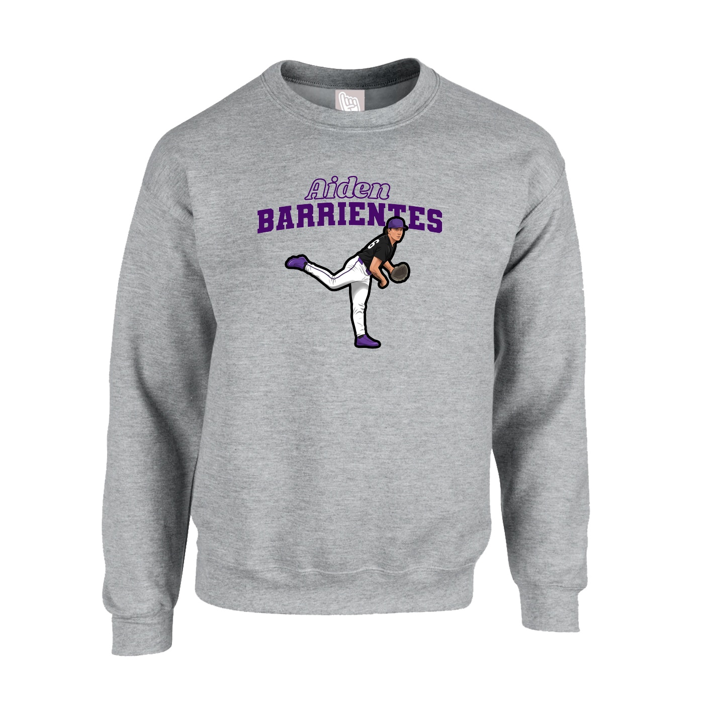 Fleece Crew — Name Arch in Grey
