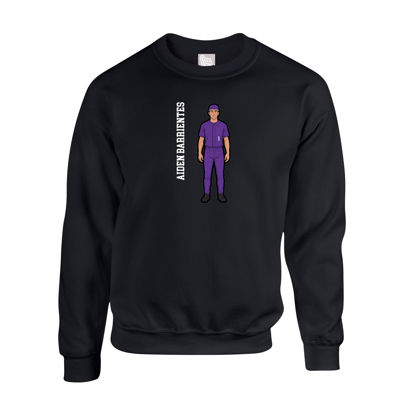 Fleece Crew — Name Vertical in Black