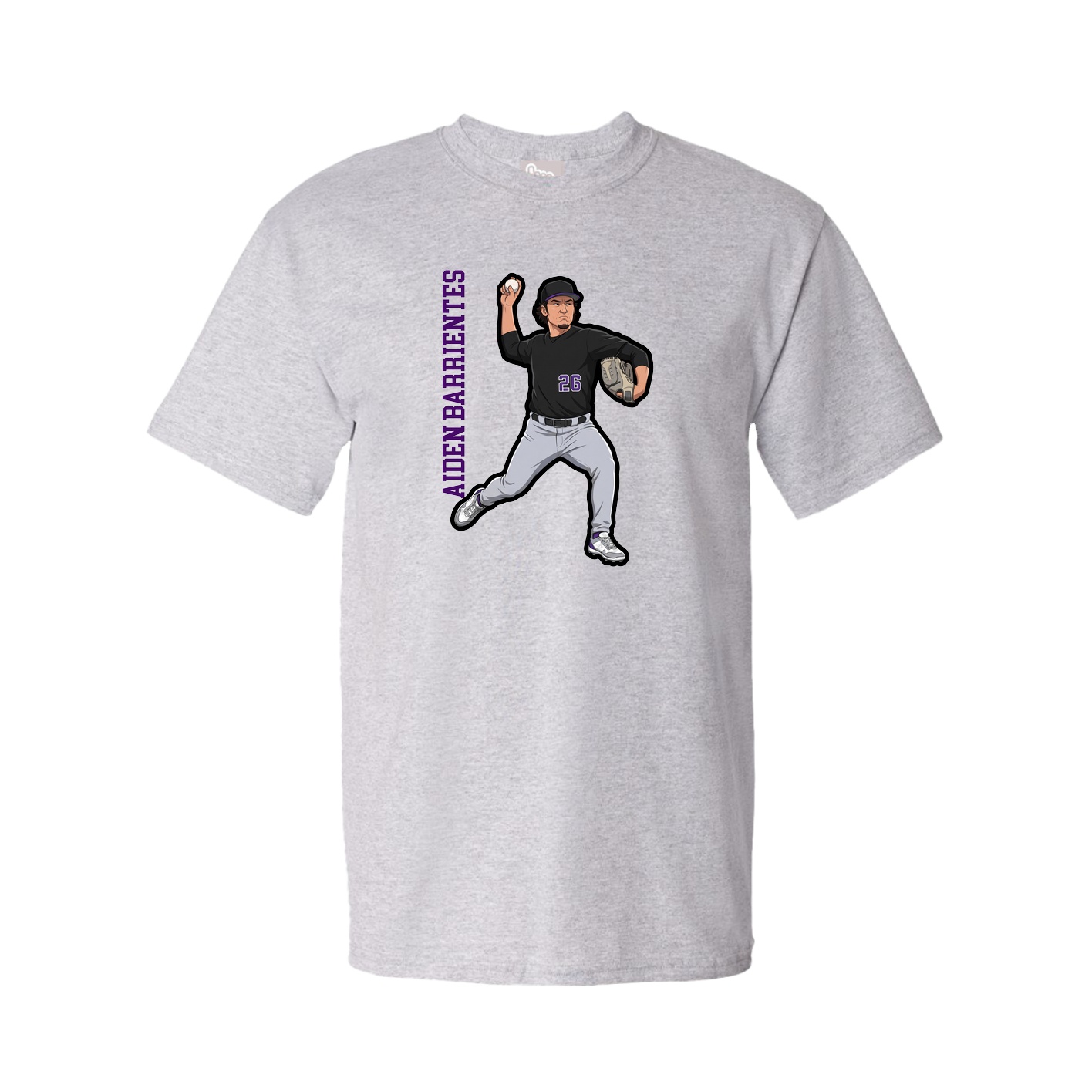 Youth Tee — Name Vertical in Grey
