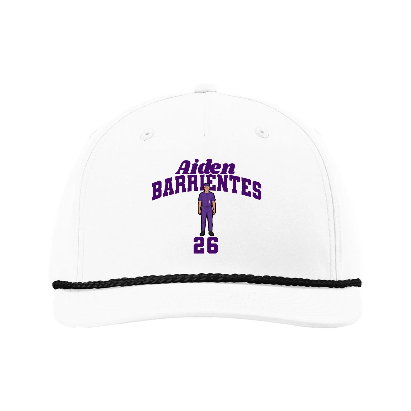 Five-Panel Classic Rope Cap — Signature Arch in White