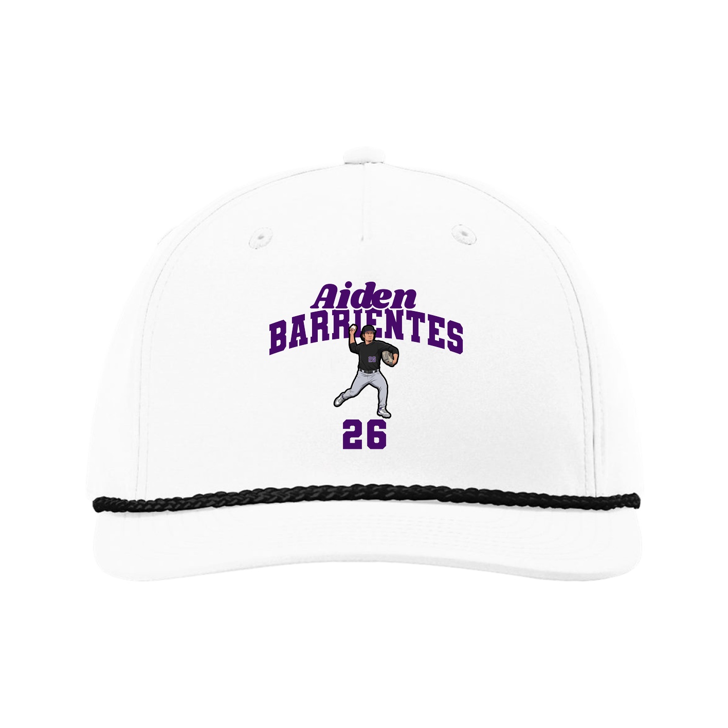 Five-Panel Classic Rope Cap — Signature Arch in White