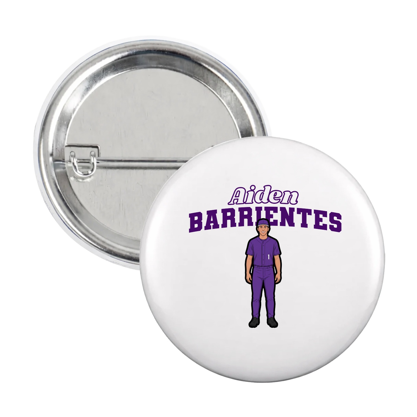 Game Day Button — Name Arch in White