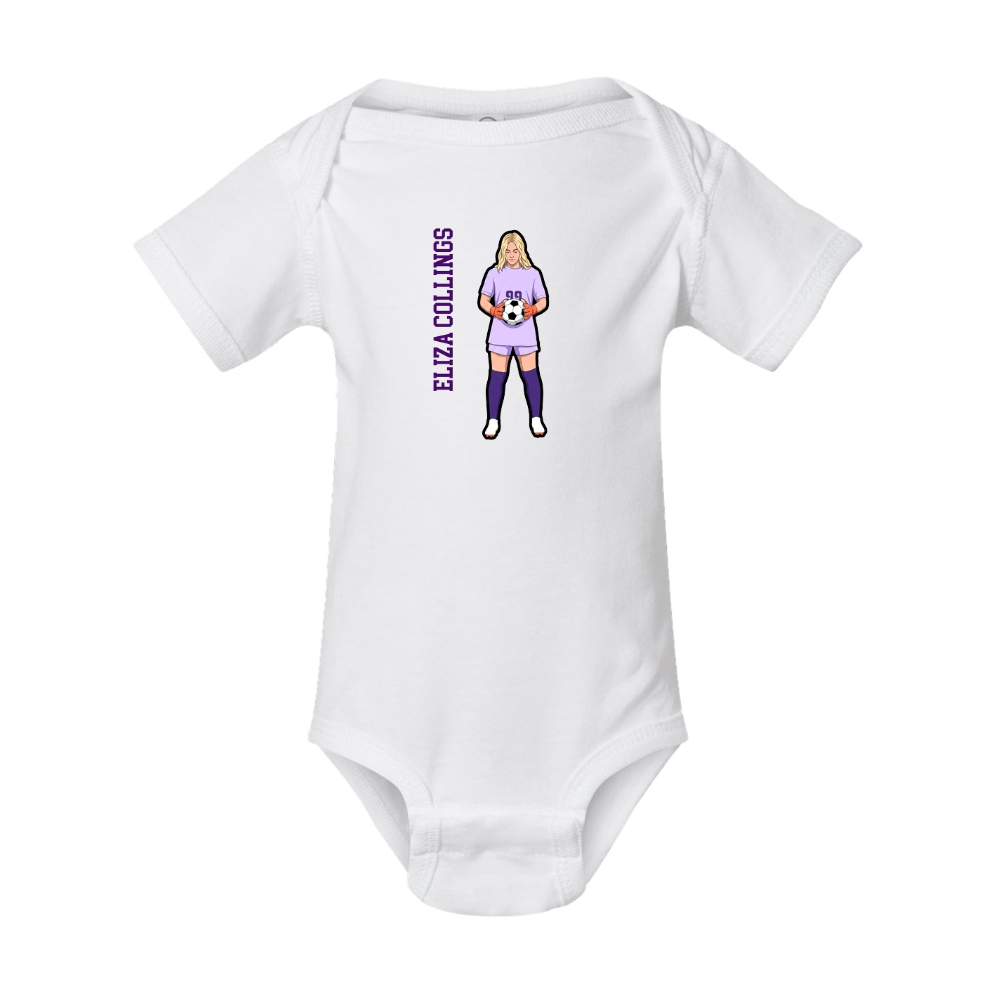 Baby Onesie — Name Vertical in White