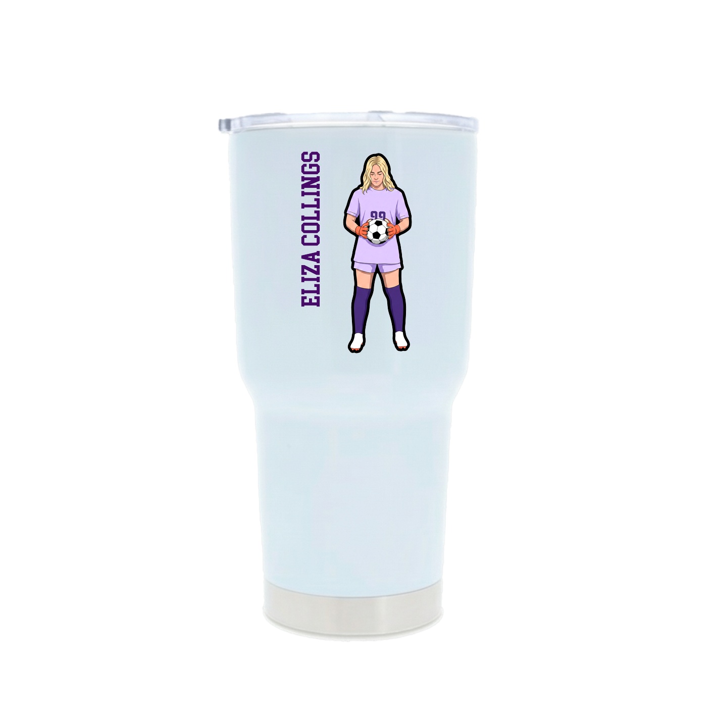 30oz Stainless Steel Tumbler — Name Vertical in White